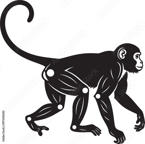 Title monkey silhouette a detailed illustration of a primate in profile description a striking black silhouette of a monkey showcasing