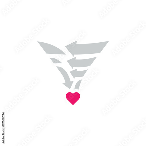 Heart shaped love symbol with arrows.