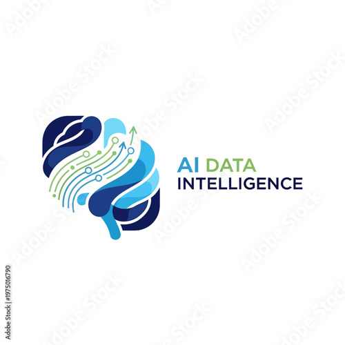 AI data intelligence logo design concept.