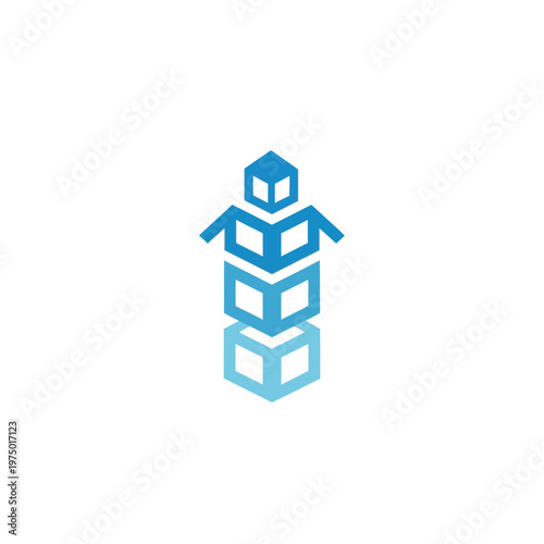 Blue stacked blocks forming a person.