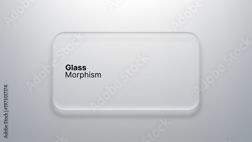 Liquid glass morphism vector panel with rounded rectangular shape. Modern UI element with frosted effect and soft shadow. Minimalist graphic design concept for digital interface template.