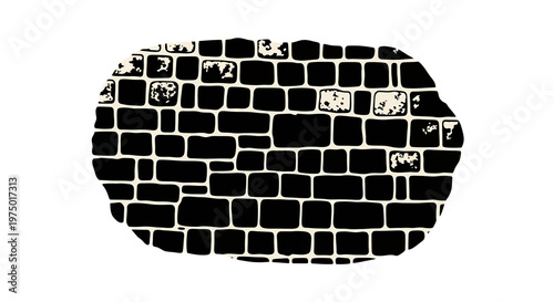 Minimalist distressed brick masonry graphic on white background