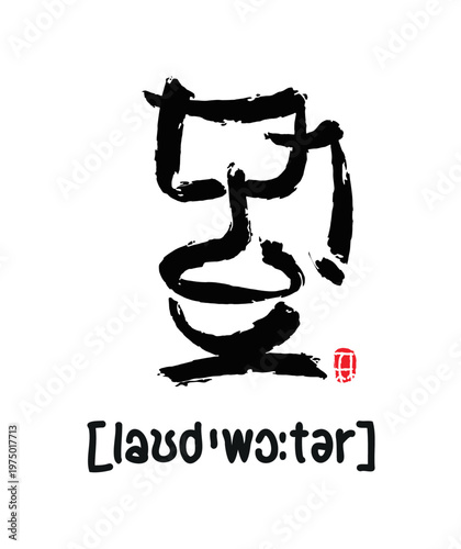 T-shirt decoration with fake kanji which means loud water