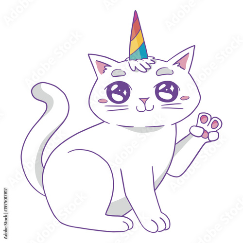 Cute cat wearing a unicorn horn