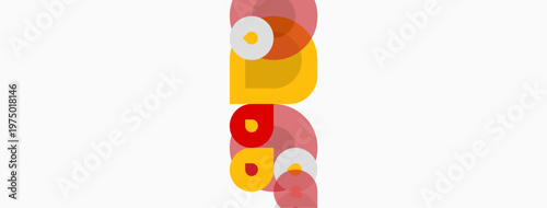 Abstract geometric shapes overlap, creating colorful composition. Soft hues dominate design, evoking retro vibes. Minimalist aesthetic.