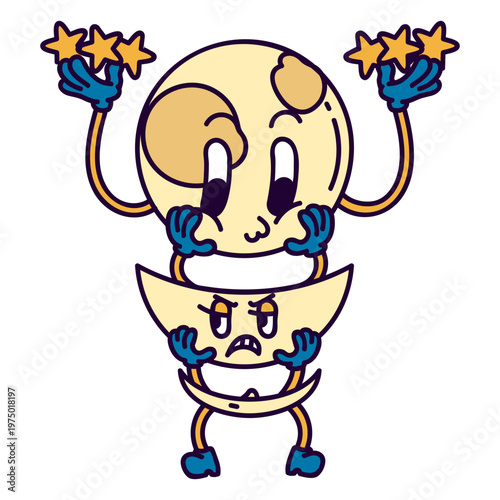 Magic crystal ball in retro cartoon style