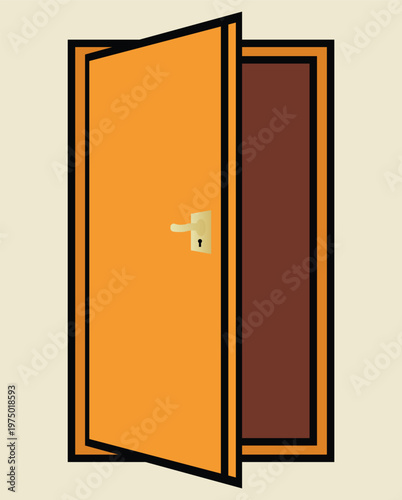 Open  wooden doors isolated on colorful background. Oak natural hard wood entrance with arched panels, cornice, columns. High resolution 3D rendering of vintage entrance. eps10.