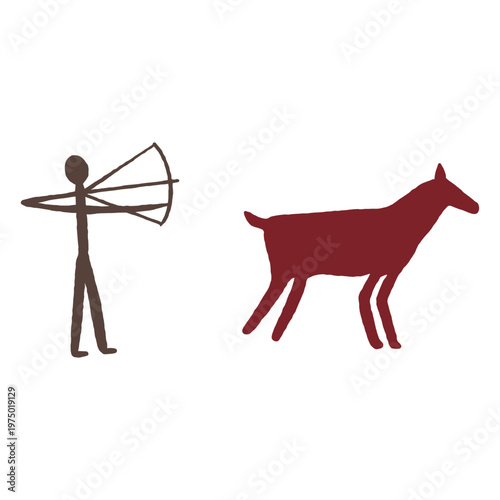 Cave painting depicting hunter activities