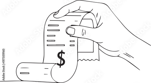 Hand holding a receipt with a dollar sign on it