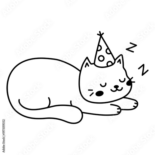 Birthday filled stroke cat sleeping
