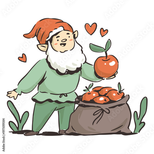 Gnome with an apple sack