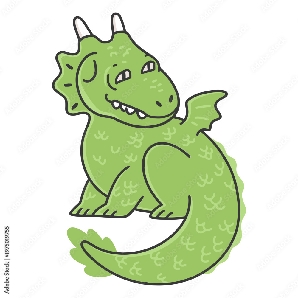 Fototapeta premium Green triceratops cartoon