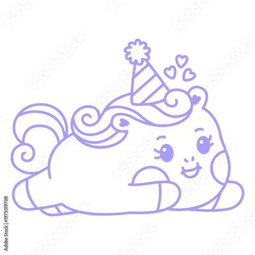 Baby unicorn stroke kawaii laying