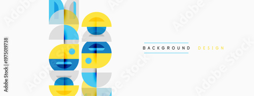 Abstract geometric pattern. Circles, rectangles overlap creating modern visual effect. Minimalist design suitable for backgrounds.