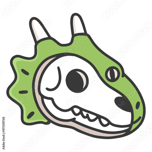 Anatomical cross-section of a triceratops skull cartoon