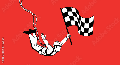 Extreme sports achievement with checkered flag bungee jumping extreme sports and achievement