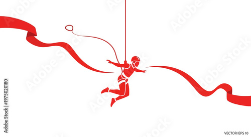 Extreme Sports Adventure Abstract Red Silhouette Of Person Jumping