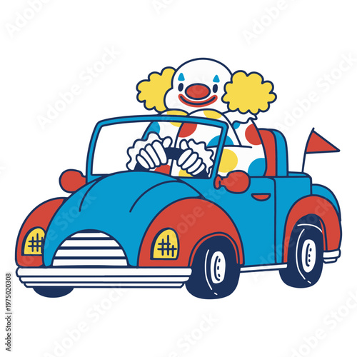 Clown driving a car