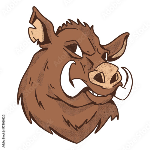 Fierce boar cartoon