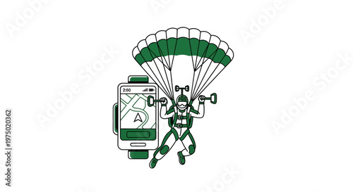 Extreme Sports Navigator Adventure Smartwatch And Parachutist
