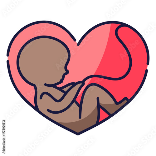 Fetus in a heart shape