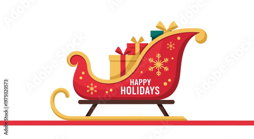 Festive Sleigh Laden With Gifts Spreading Holiday Cheer