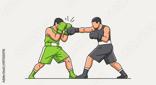 Fierce Boxing Match Illustrates Competitive Spirit And Athleticism