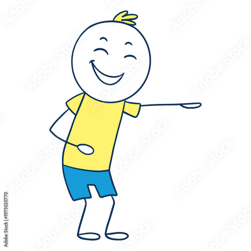 Cartoon man pointing to something
