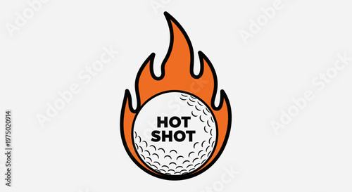 Fiery Golf Ball With Hot Shot Text And Flames
