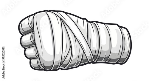 Fist Wrapped In White Bandage Strong Punch Protection