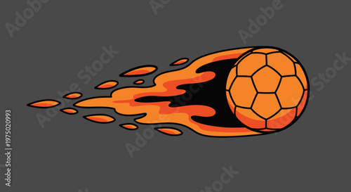 Fiery Soccer Ball Accelerating Through the Air With Motion Trails