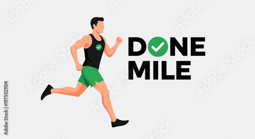 Fitness Motivation Runner Achieving Goal With Check Mark Symbol