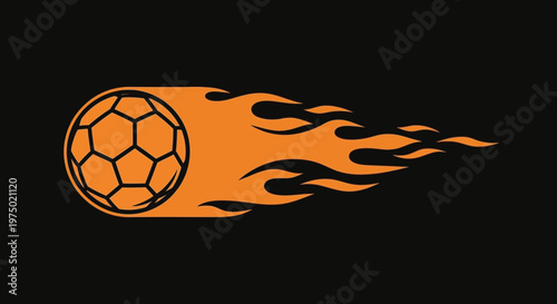 Fiery Soccer Ball Speeding Through Abstract Flames Energetic Motion