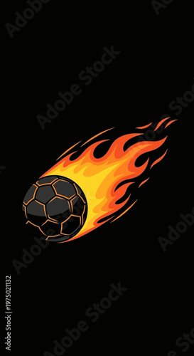 Fiery Soccer Ball Streaking Through Darkness Ignite Your Passion For The Game