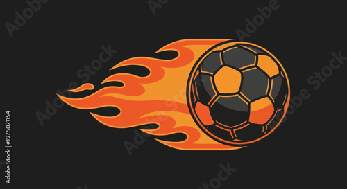 Fiery Soccer Ball Speeding Through Flames Dynamic Sport Illustration