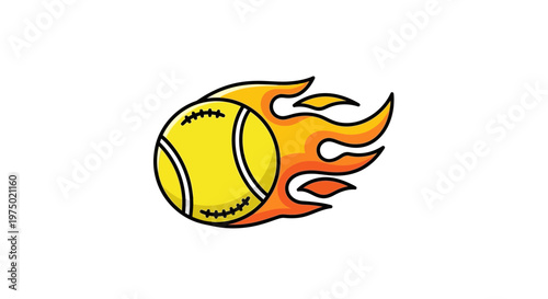 Flaming Tennis Ball Action Packed Sport Concept Graphic