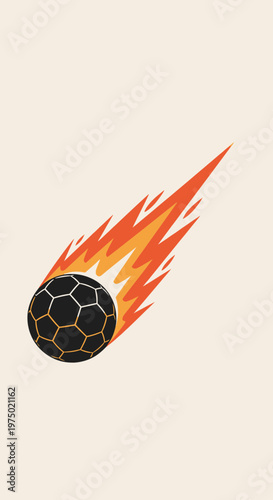 Fiery Soccer Ball Streaking Through the Sky Dynamic Sports Concept