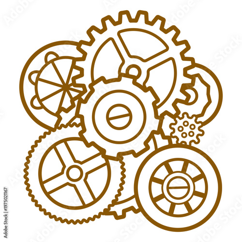 Cogs and gears stroke icon