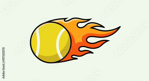 Flaming Tennis Ball Sporting Motion Icon Dynamic Graphic