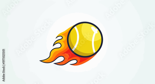 Fiery Tennis Ball Concept Graphic For Sporting Events And Competitions
