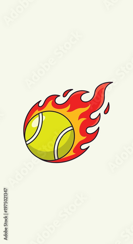 Fiery Tennis Ball Igniting Sporting Passion And Competitive Spirit