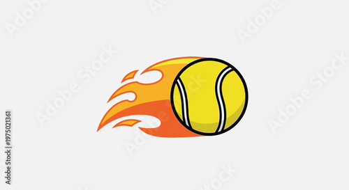 Fiery Tennis Ball Icon Represents Speed And Intensity In Sports