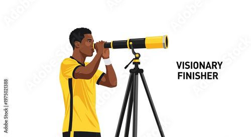 Focused Athlete Utilizing Telescope for Strategic Long-Range Vision