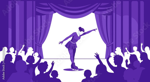 Figure Skater Performs On Stage To Enthusiastic Crowd