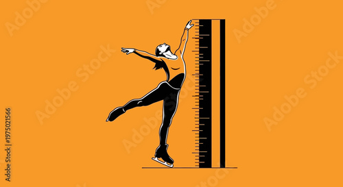 Figure Skater Reaching For The Sky Next To A Measuring Ruler
