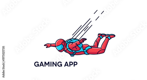 Futuristic Skydiver Icon For Gaming Application Logo Design