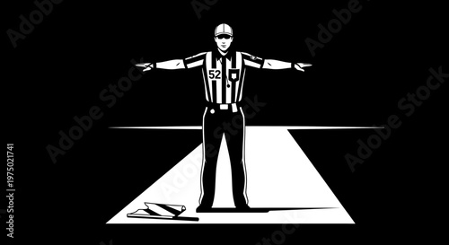 Football Referee T Pose Signal And Penalty Flag Iconic Sports Illustration