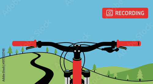 First Person View Of Mountain Biking Adventure Recording Scenic Trails