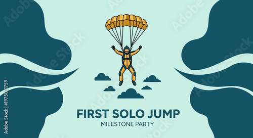 First Solo Skydive Achievement Celebration Graphic