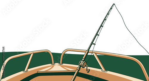 Fishing From A Boat With Rod And Reel On The Water